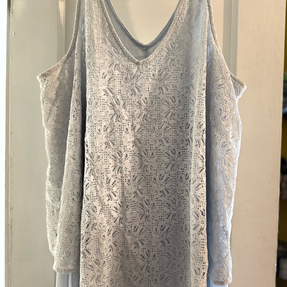 Lane Bryant light baby blue Lace Cut-Out Tank Top